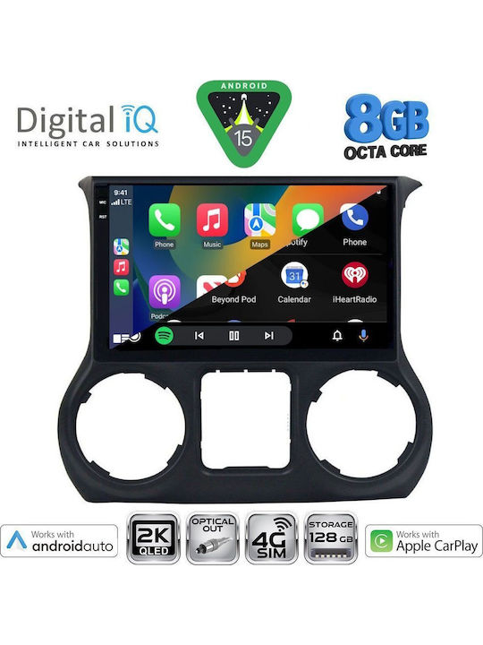 Digital IQ Car Audio System for Jeep Wrangler 2014-2017 (Bluetooth/USB/WiFi/GPS/Apple CarPlay/Android Auto) with 10" Touch Screen