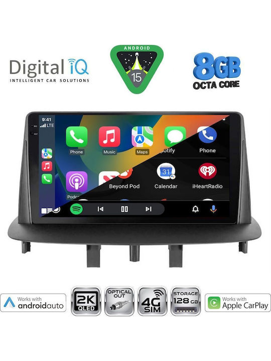 Digital IQ Car Audio System for Renault Megane 2009-2016 (Bluetooth/USB/WiFi/GPS/Apple CarPlay/Android Auto) with 9" Touch Screen