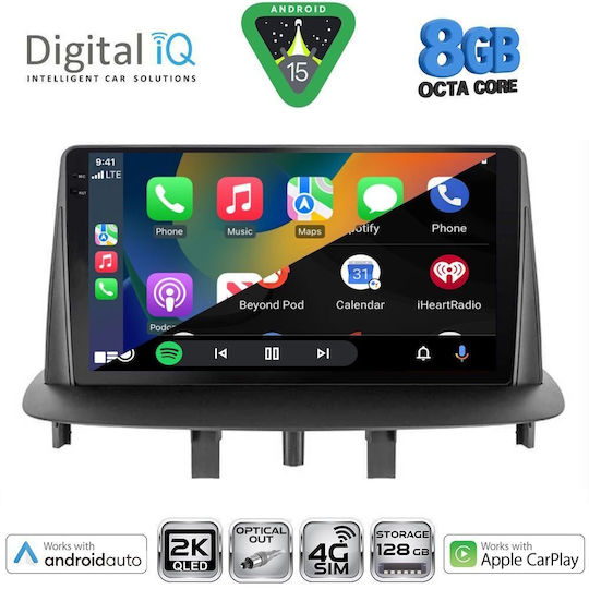 Digital IQ Car Audio System for Renault Megane 2009-2016 (Bluetooth/USB/WiFi/GPS/Apple CarPlay/Android Auto) with 9" Touch Screen