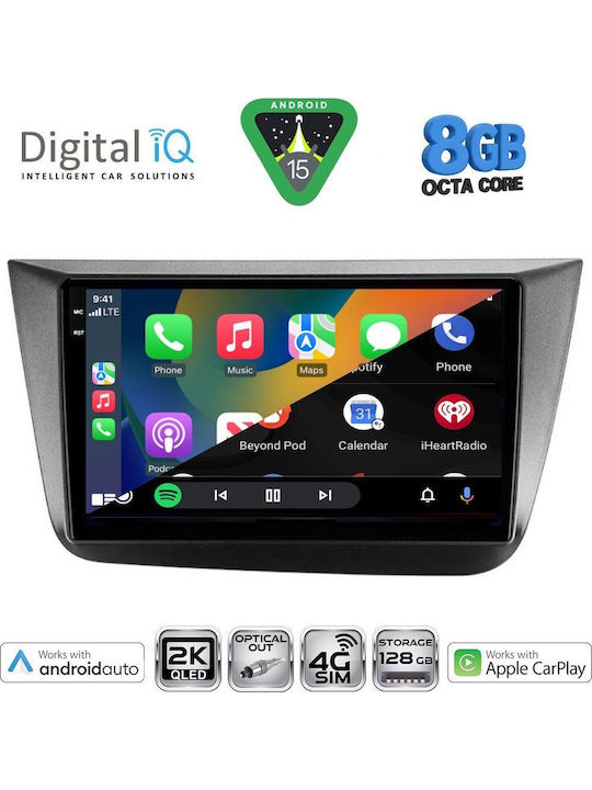 Digital IQ Car Audio System for Seat Altea 2004-2015 with Clima (Bluetooth/USB/WiFi/GPS/Apple CarPlay/Android Auto) with 9" Touch Screen