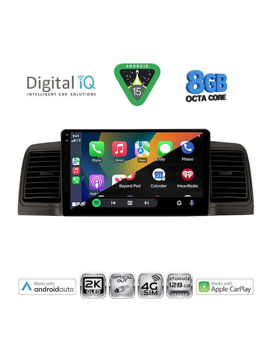 Digital IQ Car Audio System for Toyota Corolla 2001-2006 Bluetooth USB WiFi GPS Apple CarPlay Android Auto with 9" Touch Screen