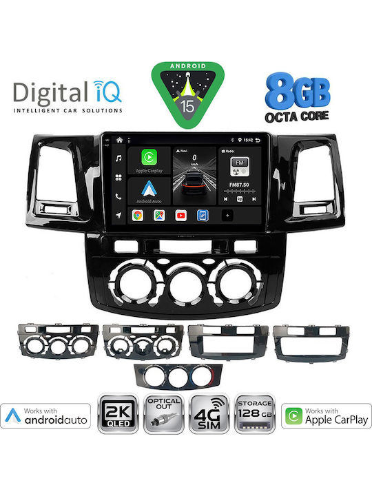 Digital IQ Car Audio System for Toyota Hilux 2005-2016 with A/C Bluetooth USB WiFi GPS Apple CarPlay Android Auto with 9" Touch Screen