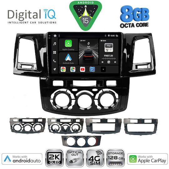 Digital IQ Ηχοσύστημα Αυτοκινήτου για Toyota Hilux 2005-2016 με A/C (Bluetooth/USB/WiFi/GPS/Apple-Carplay/Android-Auto) με Οθόνη Αφής 9"