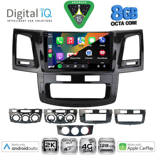 Digital IQ Ηχοσύστημα Αυτοκινήτου για Toyota Hilux 2005-2016 με A/C (Bluetooth/USB/WiFi/GPS/Apple-Carplay/Android-Auto) με Οθόνη Αφής 9"