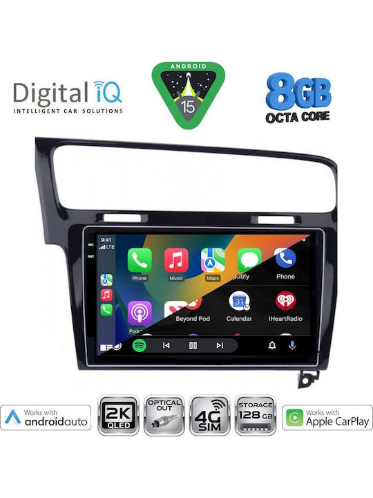 Digital IQ Car Audio System for Volkswagen Golf 2013-2020 with Clima (Bluetooth/USB/WiFi/GPS/Apple CarPlay/Android Auto) with 10" Touch Screen