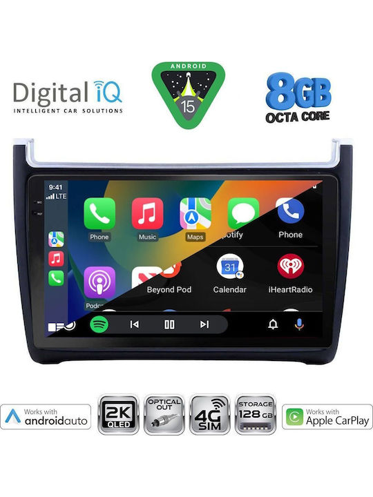 Digital IQ Car Audio System for Volkswagen Polo 2014-2017 with Clima (Bluetooth/USB/WiFi/GPS/Apple CarPlay/Android Auto) with 9" Touch Screen