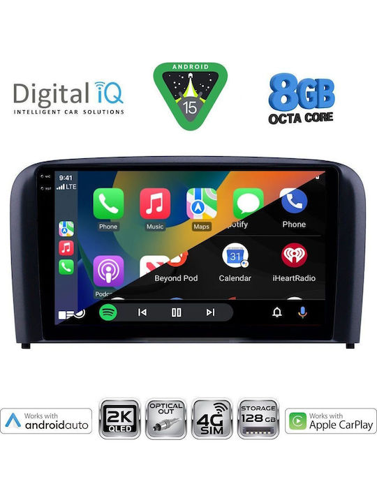 Digital IQ Car Audio System for Volvo S80 1998-2006 Bluetooth USB WiFi GPS Apple CarPlay Android Auto with 9" Touch Screen