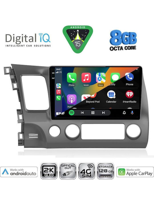 Digital IQ Car Audio System for Honda Civic 2006-2012 (Bluetooth/USB/WiFi/GPS/Apple CarPlay/Android Auto) with 10" Touch Screen