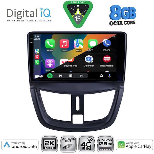 Digital IQ Car Audio System for Peugeot 207 2007-2014 Bluetooth USB WiFi GPS Apple CarPlay Android Auto with 9" Touch Screen