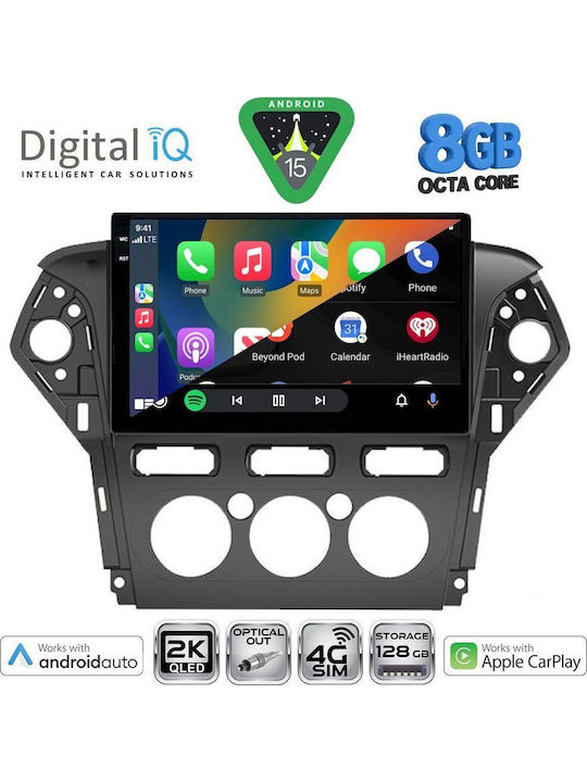Digital IQ Car Audio System for Ford Mondeo 2011-2013 with A/C Bluetooth USB WiFi GPS Apple CarPlay Android Auto 10 Inch Touch Screen