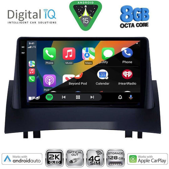 Digital IQ Car Audio System for Renault Megane 2002-2008 Bluetooth USB WiFi GPS Apple CarPlay Android Auto with 9" Touch Screen