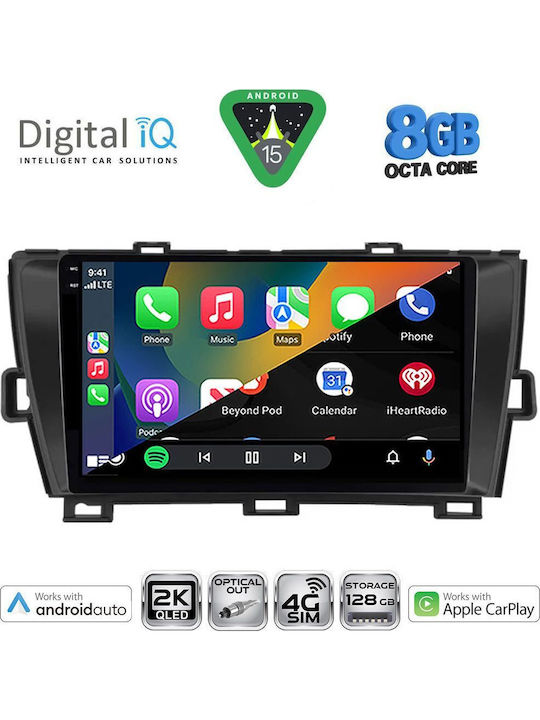 Digital IQ Car Audio System for Toyota Prius 2009-2015 Bluetooth USB WiFi GPS Apple CarPlay Android Auto with 9" Touch Screen