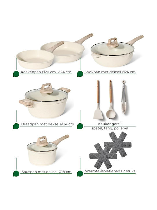 Just Perfecto Premium Cookware Set from Cast Aluminum with Ceramic Coating 13 Pieces