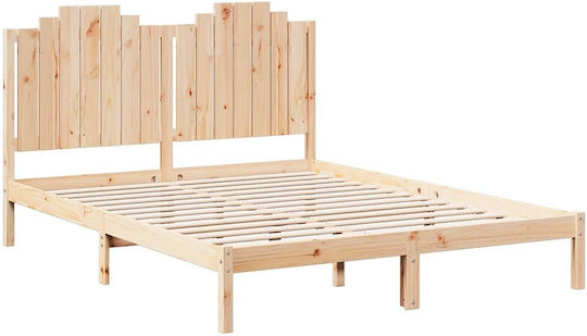 Doppelbett aus Massivholz Beige mit Lattenrost für die Matratze 160x220cm