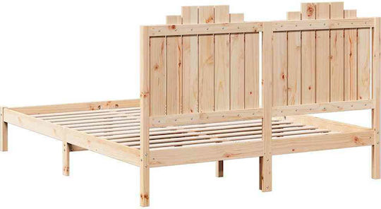 Doppelbett aus Massivholz Beige mit Lattenrost für die Matratze 160x220cm