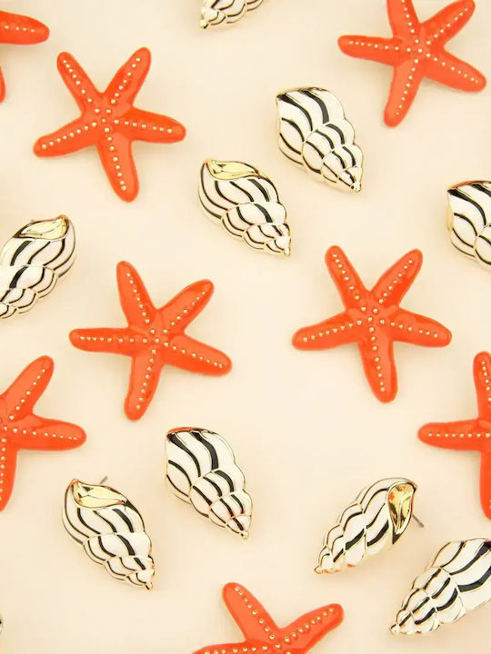 Coucou Suzette Gold Plated Steel Stud Earrings Orange
