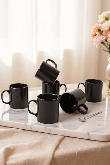 SteweHome Κούπα Κεραμική Μαύρη 345ml 6τμχ