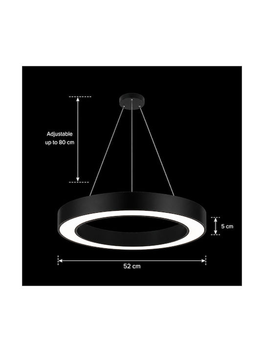Alista Home Lumini Suspendate Reglabil Negru LED cu Lumină Alb Rece 52x52cm