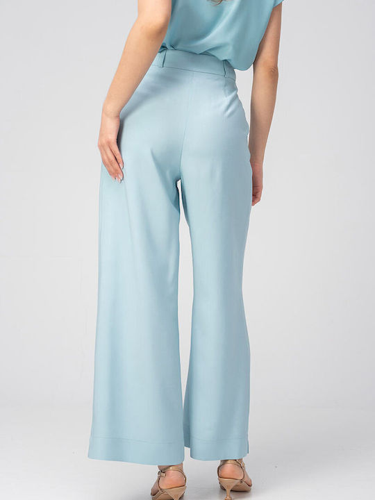 Meda Pantaloni Dama Palazzo Cu Talie Înaltă Fit Aqua
