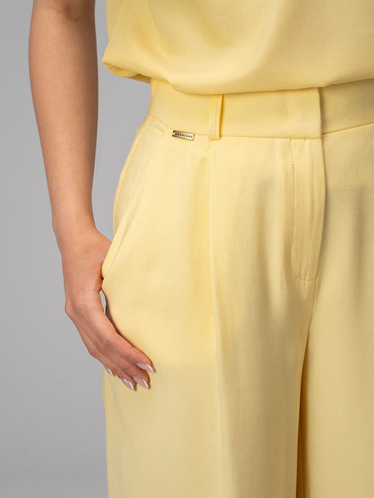 Meda Pantaloni Dama Palazzo High Rise Fit Galbeni