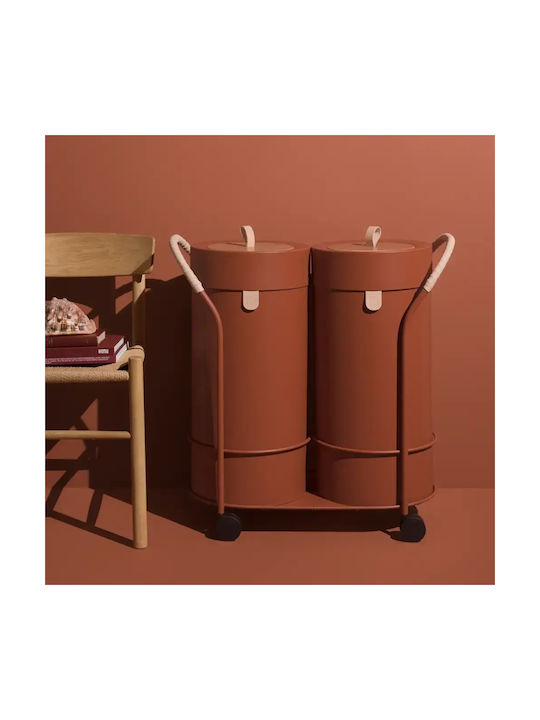 Premium Coș de Reciclare din Oțel Inoxidabil cu Roți Roșu 54lt