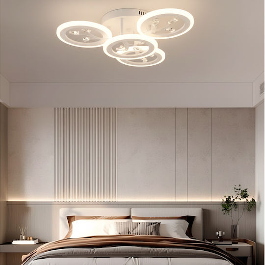 Alista Home Ceiling Flush Mount Light White with Integrated LED and Crystals and Remote Control