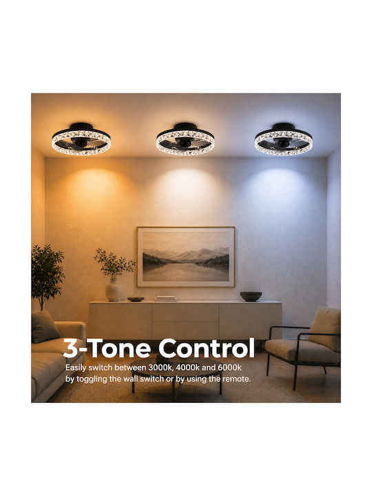 Alista Home Plafonieră de Tavan 50cm Neagră cu LED Integrat și Telecomandă