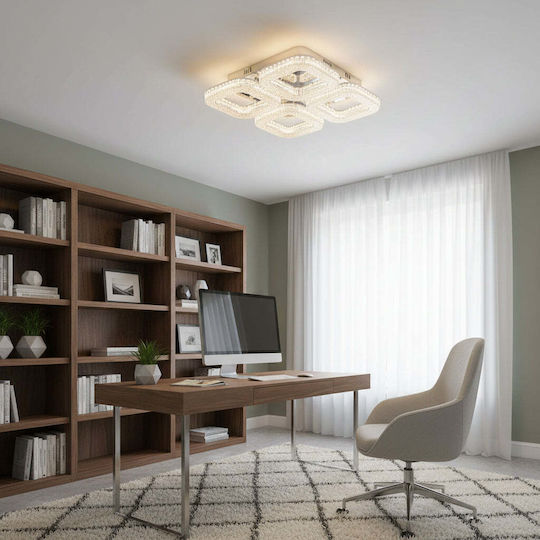 Alista Home Πλαφονιέρα Οροφής Λευκή με Ενσωματωμένο LED και Κρύσταλλα και Τηλεχειριστήριο