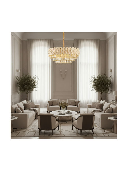 Alista Home Πολυέλαιος Ø80cm με Κρύσταλλα Χρυσός Alista Home Πολυέλαιος Ø80cm με Κρύσταλλα Χρυσός