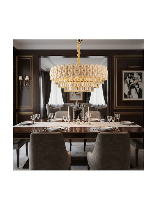 Alista Home Πολυέλαιος 15xE14 Ø80cm με Κρύσταλλα Χρυσός AT1CT-IM1P-HT2L-CC7005/800WH