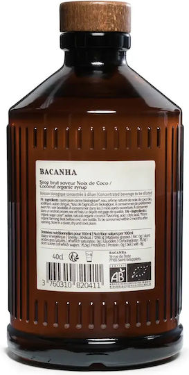 Bacanha Органичен сироп с вкус на кокос 400 мл Кафе Лимонада Матча