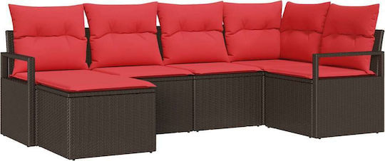 Set Camera De Zi Pentru Exterior 6 Piese Maro Cu Perne