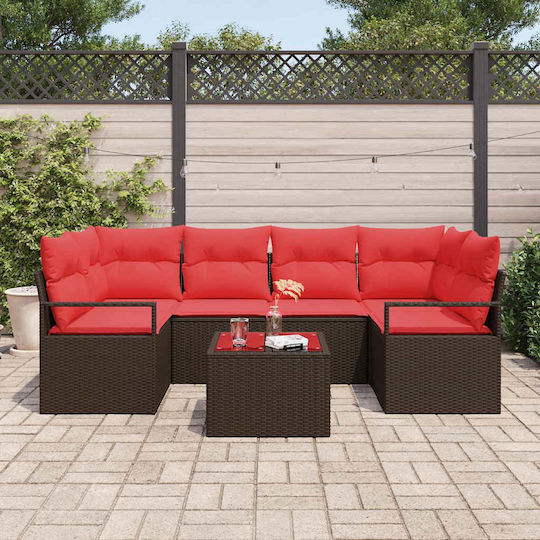 Garten- und Outdoor-Möbelsets Typsatz Wohnzimmer 7 Stück Beige mit Kissen