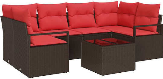 Garten- und Outdoor-Möbelsets Typsatz Wohnzimmer 7 Stück Beige mit Kissen