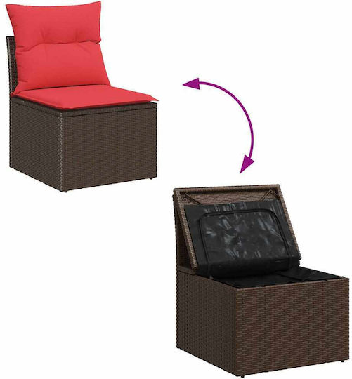 Garden & Outdoor Furniture Sets Living Room Set 7 Pieces Brown with Pillows