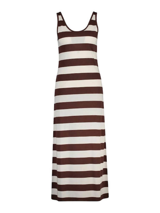 Summer Maxi Brown Striped Dress