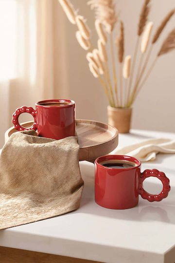 SteweHome Set Tassen Kaffee Keramik Rote 260ml 2 Stück