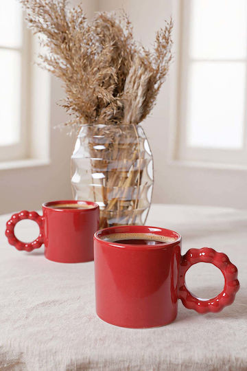 SteweHome Set Tassen Kaffee Keramik Rote 260ml 2 Stück