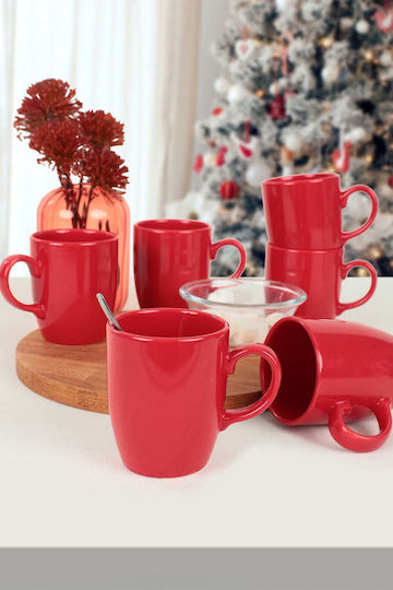 SteweHome Set Tassen Kaffee Keramik Rote 300ml 6 Stück