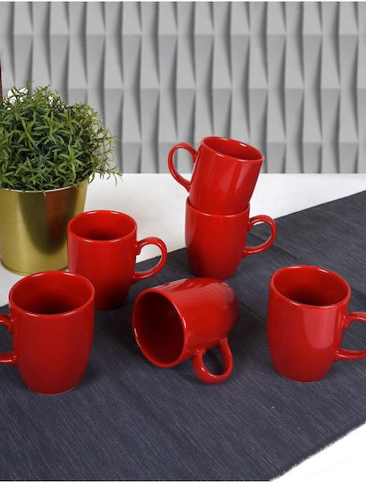 SteweHome Set Tassen Kaffee Keramik Rote 300ml 6 Stück