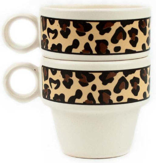 SteweHome Set Ceramic Beige Espresso Cups 90ml 2 Pieces