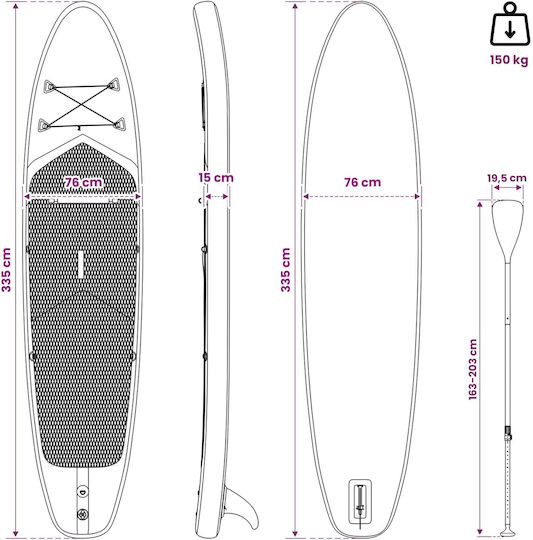 vidaXL Φουσκωτή Σανίδα SUP με Μήκος 3.35m Μπλε