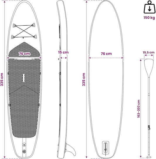 vidaXL Inflatable SUP Board with Length 3.35m Turquoise