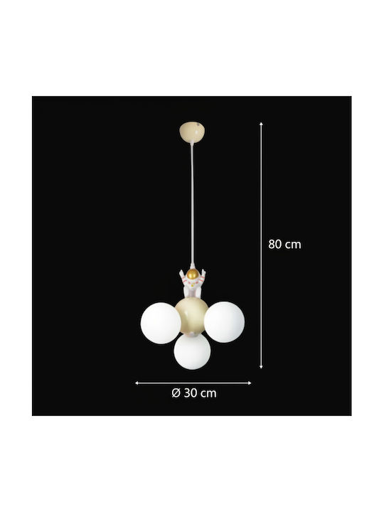 Alista Home Candelabru Pentru Copii Suspendat Din Metal Cu Soclu E27 Alb 30cm