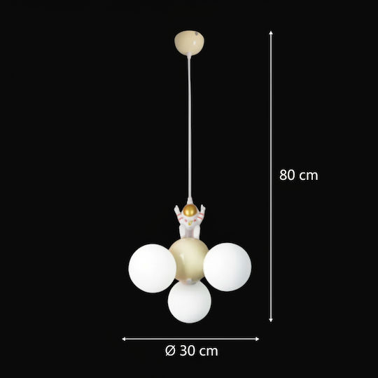 Alista Home Chandelier Kids Ceiling Light Pendant Metal with E27 Bulb Base White 30cm