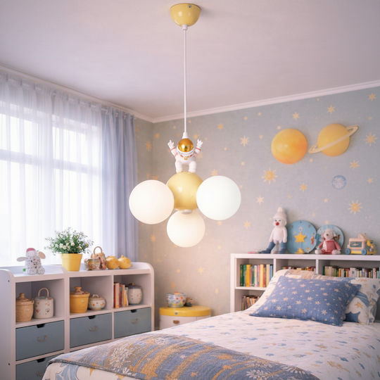 Alista Home Chandelier Kids Ceiling Light Pendant Metal with E27 Bulb Base White 30cm