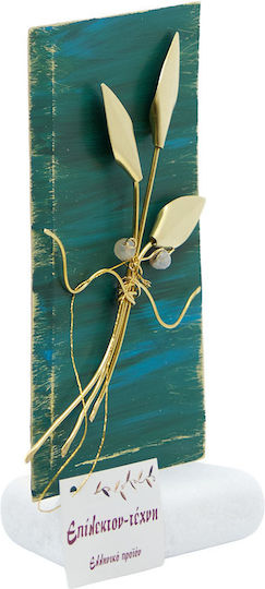 Epilekton-art 07-475 Handmade Tabletop Decor – Rectangular Frame Oxidized Green Copper Leaf Olive 13x8 cm