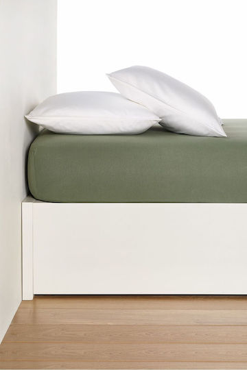 Living Home Double Bed Sheet With Rubber Hugger 160x200+30cm Blassgruen 0075