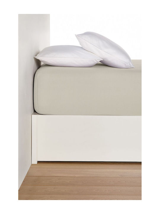 Living Home Super-Double Bed Sheet With Rubber Hugger 160x200+40cm Beige
