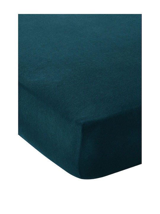 Living Home Super-Double Bed Sheet With Rubber Hugger 160x200+30cm Petrol Blue